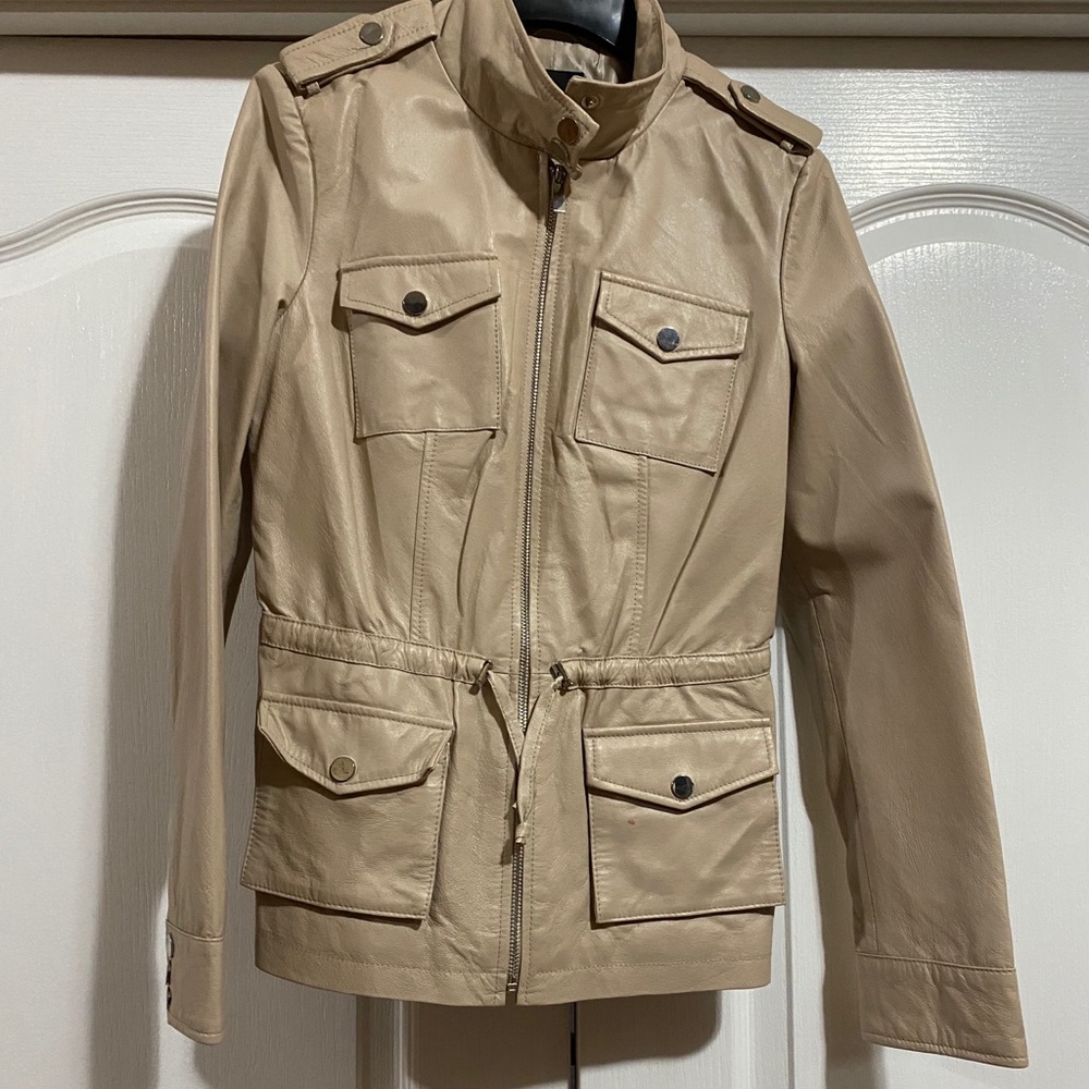 Bebe Cream Genuine Leather Jacket Size Small